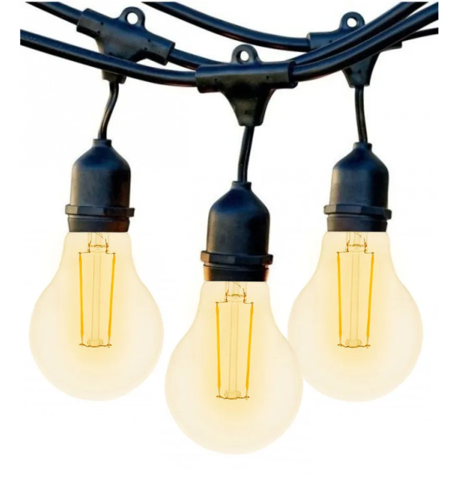Ghirlanda Luminoasa 100M cu 200 Becuri LED, E27, 2W, Dimabile, Cablu cu Pendul Negru, Lumina Calda, Conectabila 200M, de Exterior