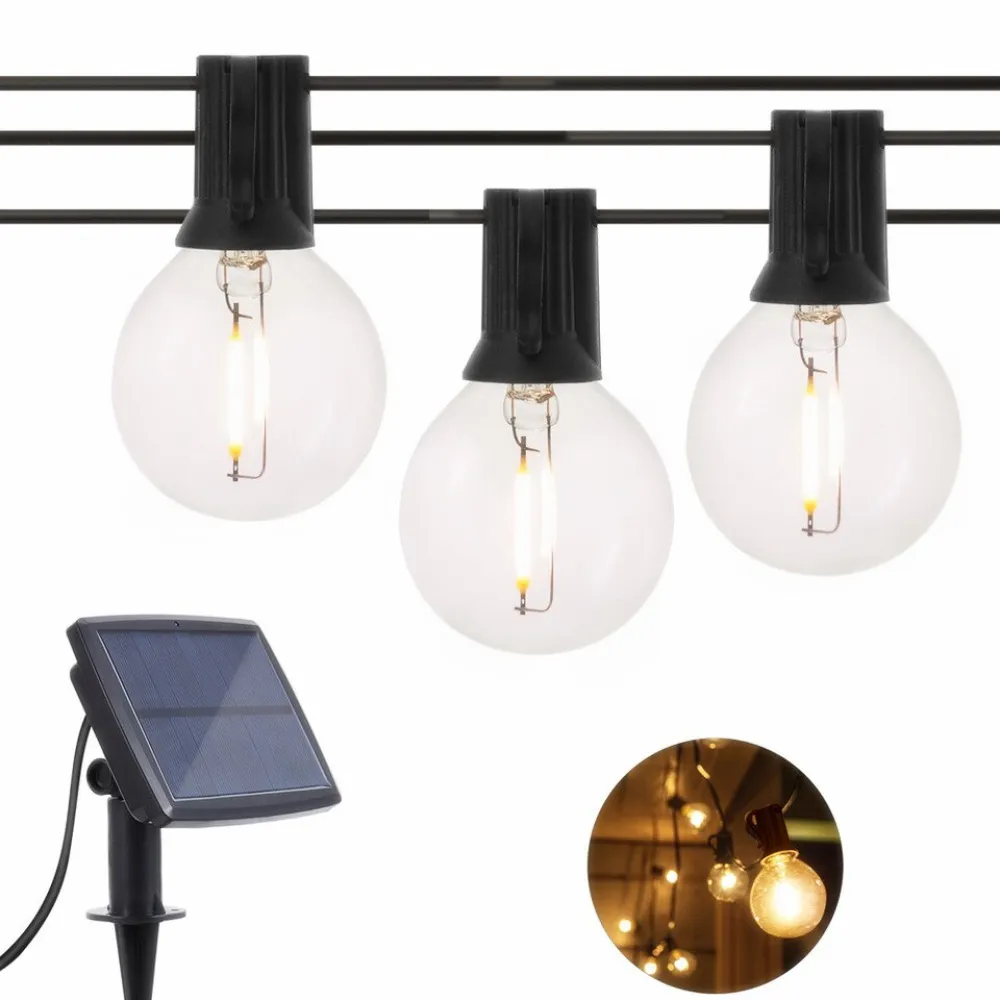 Ghirlanda Luminoasa Solara si USB 4M cu 10 Becuri LED, Cablu Negru, Lumina Calda, de Exterior